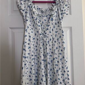 Cider White and Blue Floral Dress